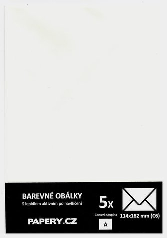 barevná obálka 114X162 SLONOVÁ, 5 kusů, 100 gm2, olizová