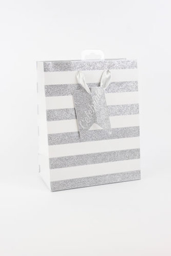 Taška medium Stříbrné proužky