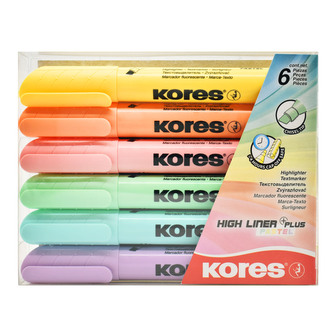 Kores HIGH LINER PLUS mix 6 pastelových barev