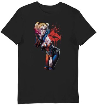 Pánské tričko DC Comics|Harley Quinn: Polibek (L) černá bavlna
