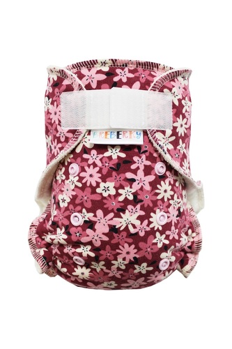 BIO Kalhotková plenka (M) - Vínové a bílé květy SZ