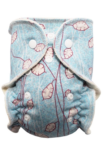 BIO Kalhotková plenka s GOTS (S) - Stříbrné lístečky na modré PAT