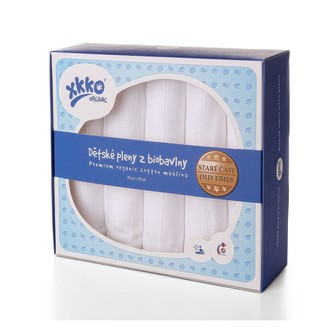 Dětské pleny z biobavlny XKKO Organic 70x70cm Staré časy Bílé