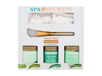 Xpel Spa Secrets pleťová maska Spa Secrets Avocado 60 ml + pleťová maska Spa Secrets Aloe Vera 60 ml + pleťová maska Spa Secrets Matcha Green Tea 60 ml + aplikátor + čelenka
