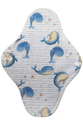 BIO Noční vložka (Bavlněné froté s PUL) - Velrybí píseň (biobavlněný úplet s GOTS)