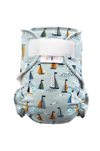 BIO Kalhotková plenka (M) - Racek a plachetnice na šedé SZ