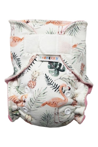 Kalhotková plenka (S) - Plameňák u ananasu SZ, světle růžový velur