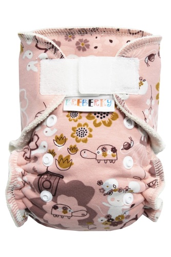 BIO Kalhotková plenka (S) - Kamarádky myška a želva SZ, bílé patentky