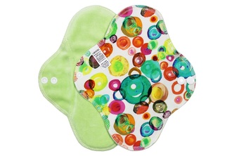 Denní vložka (Bavlněný úplet) - Duhová kolečka, sv. zelený velur (kojenecký plyš)