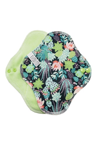 Denní vložka (PUL) - Kaktusy a sukulenty, sv. zelený velur (kojenecký plyš)