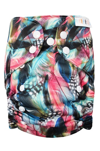 BIO Bambusová kapsová plenka (M) - Kropenatá pírka PAT