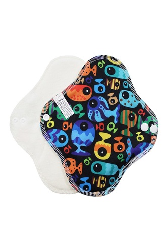 BIO Denní vložka (PUL) - Rybičky modré & přírodní bambusovo-biobavlněné froté