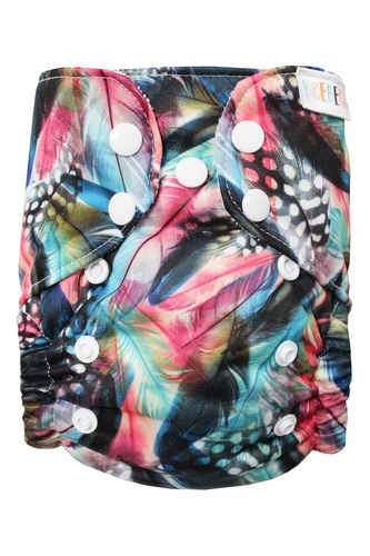 BIO Bambusová kapsová plenka (S) - Kropenatá pírka PAT