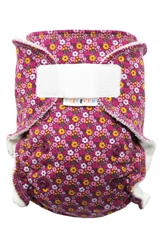 BIO Kalhotková plenka (S) - Drobné kytičky SZ, vínové patentky