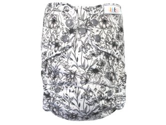 BIO Bambusová kapsová plenka (M) - Květy black and white PAT
