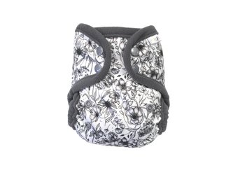 Svrchní kalhotky (S) - Květy black and white PAT