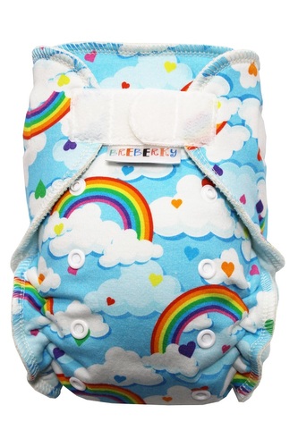 Kalhotková plenka (M) - Duha v obláčkách SZ, bledě modrý velur