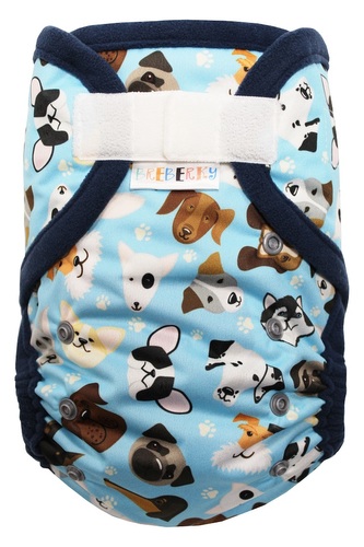 Svrchní kalhotky (XL), bez křidélek - Veselí pejsci SZ, tmavě modrý fleece