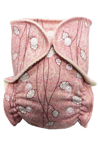 BIO Kalhotková plenka s GOTS (S) - Stříbrné lístečky na červené PAT