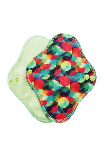 Slipová vložka (PUL) - Duhové kuličky se zelenou, sv. zelený velur (kojenecký plyš)