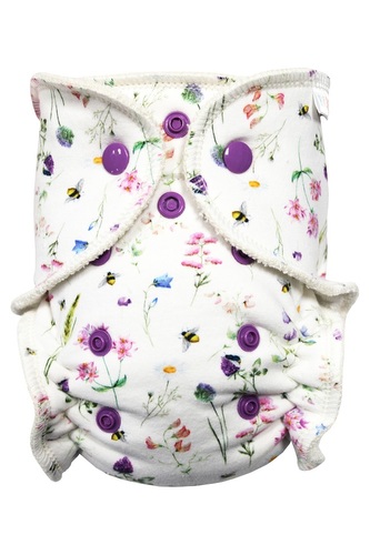 BIO Kalhotková plenka (S) - Život na louce PAT, fialové patentky