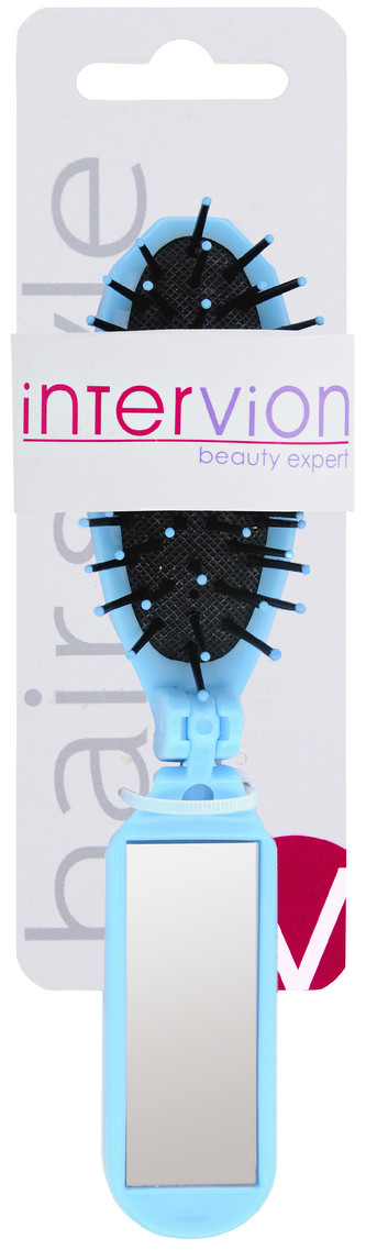 Inter-Vion Skládací kartáč na vlasy se zrcátkem