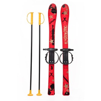 Dětské lyže s vázáním a holemi Baby Mix 90 cm červené