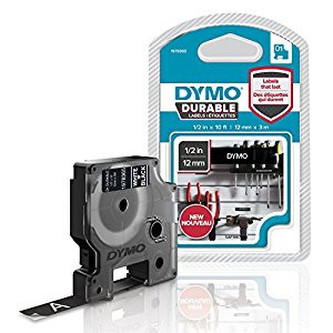 Dymo D1 1978365, 12mm x 3m, bílý tisk/černý podklad, permanentní vinylová, originální páska