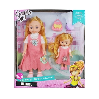 2ks Panenky v růžových šatech