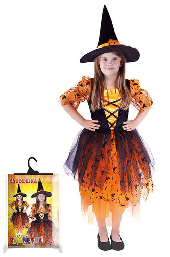 Kostým čarodějnice/Halloween oranž. Klobouk (S)
