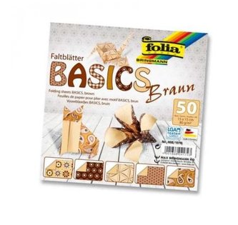 Folia Origami papíry na skládání 15 x 15 cm - hnědé 80 g