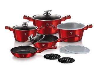 Sada nádobí Berlingerhaus s mramorovým povrchem 13 ks Burgundy Metallic Line