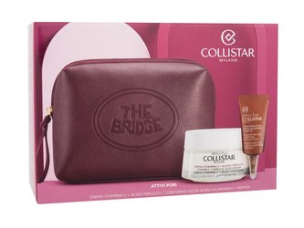 Collistar Pure Actives denní pleťový krém Attivi Puri Vitamin C Ferulic Acid Cream 50 ml + oční krém Hyaluronic Acid Peptides Eye Contour 5 ml + kosmetická taštička The Bridge
