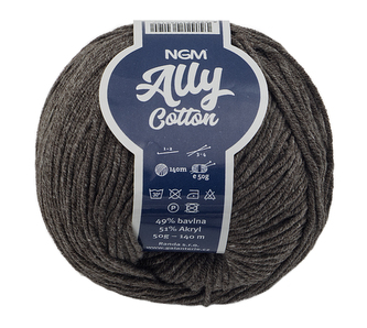 Příze ALLY cotton - hnědošedá - 50g / 140 m