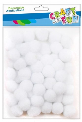 Pompony akrylowe białe 2cm 60szt