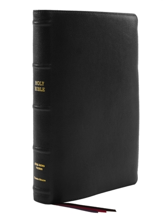 KJV, Thinline Bible, Large Print, Premium Goatskin Leather, Black, Premier Collection, Red Letter, Thumb Indexed, Comfor