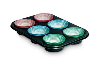 Forma na 6 muffinů s 30 papírovými košíčky 27 cm černá Gardenia Guardini