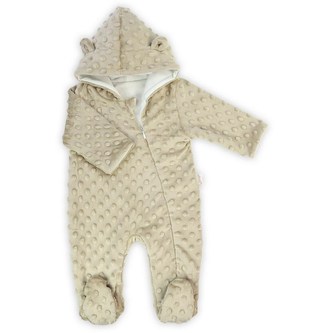 Kojenecký overal z Minky Nicol Bubbles béžový - velikost 56 (0-3m)