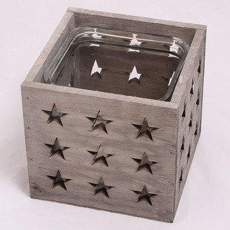 Dřevěný svícen se sklem  0/12