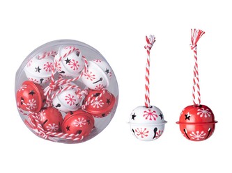 Rolničky s potiskem 3 cm, 8 ks, červené a bílé