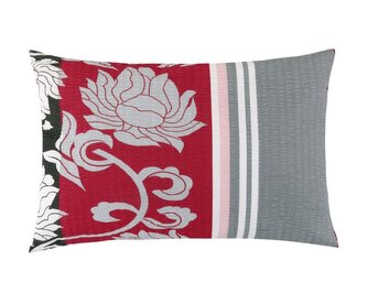 Povláček krep - šedorůžová pivoňka - povláček 40x60cm na zip ( pouze povlak )