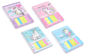 Notes spirála 12,1x18,5 cm, 60 listů + samolepítka - Jednorožec