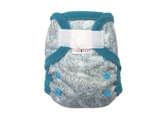 Svrchní kalhotky (S), bez křidélek - Mentolová zvířátka SZ, tyrkysový fleece