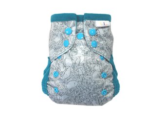 Kapsová plenka (S) - Mentolová zvířátka PAT, tyrkysový fleece