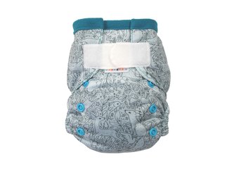 Kapsová plenka (S), bez křidélek - Mentolová zvířátka SZ, tyrkysový fleece