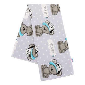 Flanelová plena s potiskem New Baby šedá It's a BOY