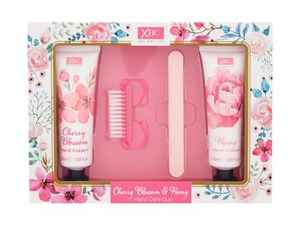 Xpel Cherry Blossom & Peony krém na ruce Cherry Blossom 50 ml + krém na ruce Peony 50 ml + kartáček na nehty + pilník na nehty
