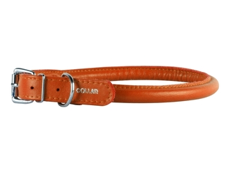 Obojek kožený Glamour Round - oranžový (39-47cm/10mm)