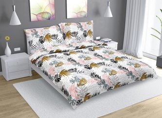 Povlečení krepové na dvoudeku - barevná peříčka - 1x 240x220, 2ks 70x90 cm