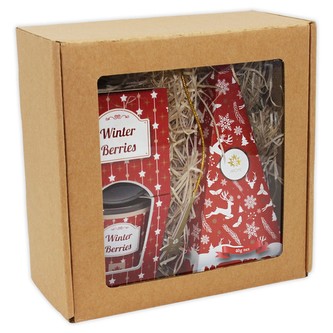 HOME ELEMENTS Vánoční vonný set Winter Berries 2:Dvě vonné svíčky a čaj
